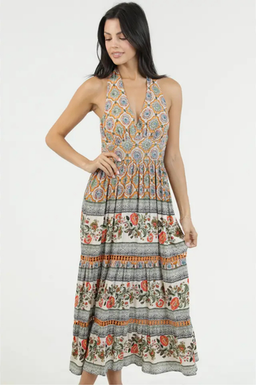 Clementine Printed Halter Maxi Dress