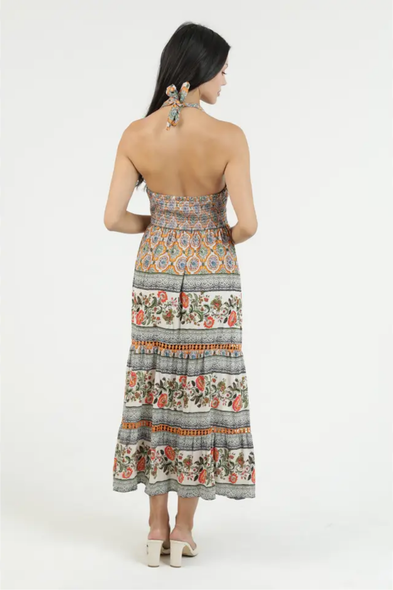 Clementine Printed Halter Maxi Dress