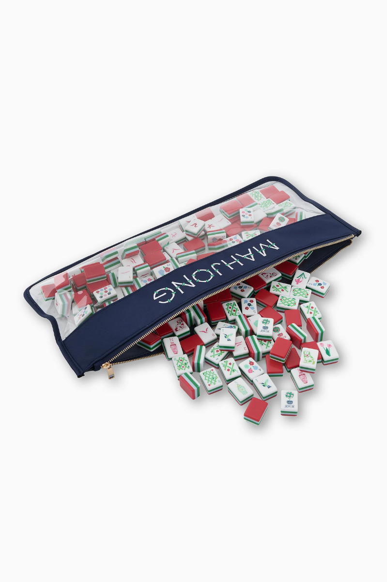 Navy Bamboo Mahjong Bag | Oh My Mahjong