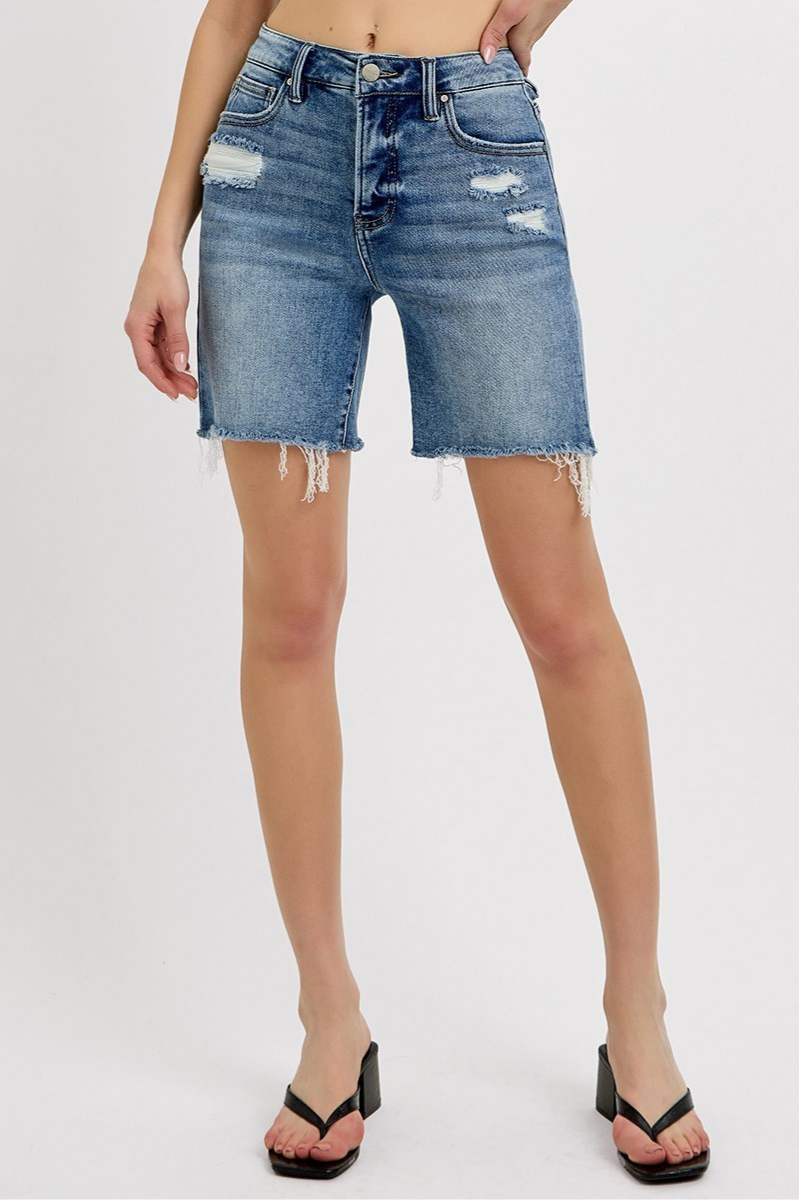 RISEN Tummy Control High Rise Loose Fit Mid Length Shorts