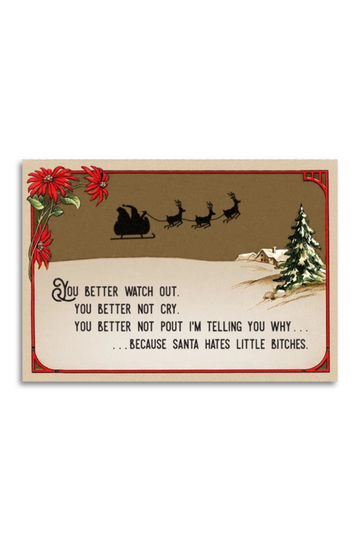 Santa Hates Little Bitches | Humorous Christmas Card