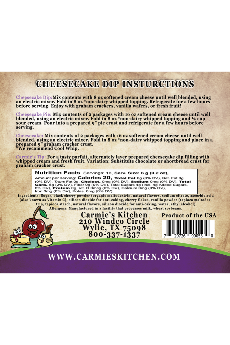 Black Cherry Vanilla Cheesecake Dip Mix | Carmie¡¯s Kitchen