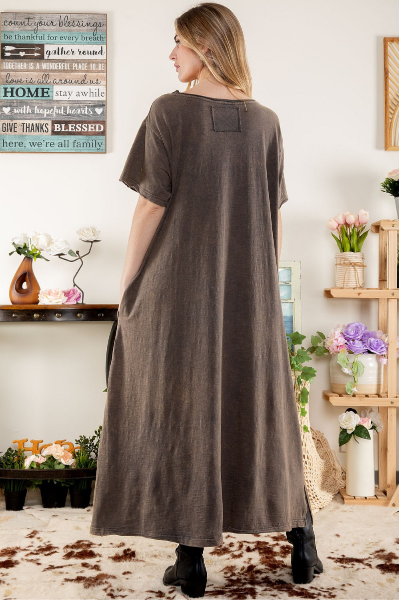 Beautiful Embroidered T-Shirt Maxi Dress