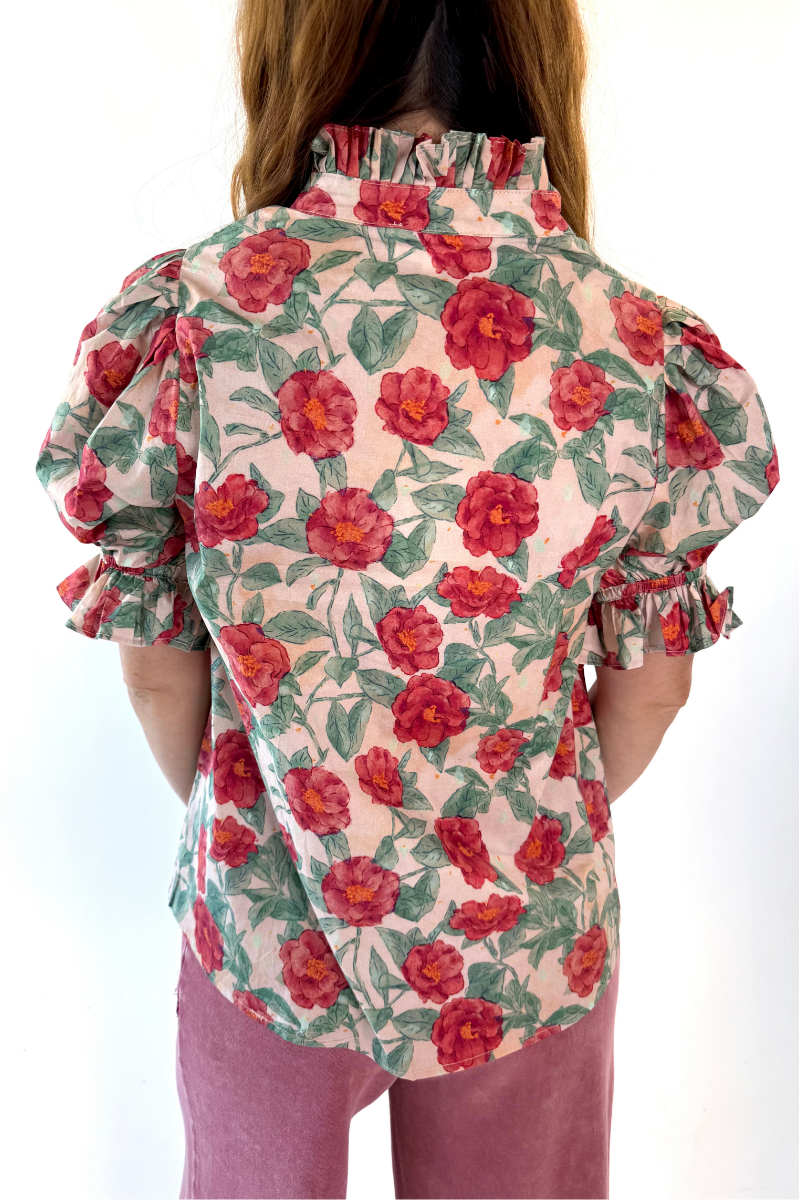 Vintage Rose Puff Sleeve Top