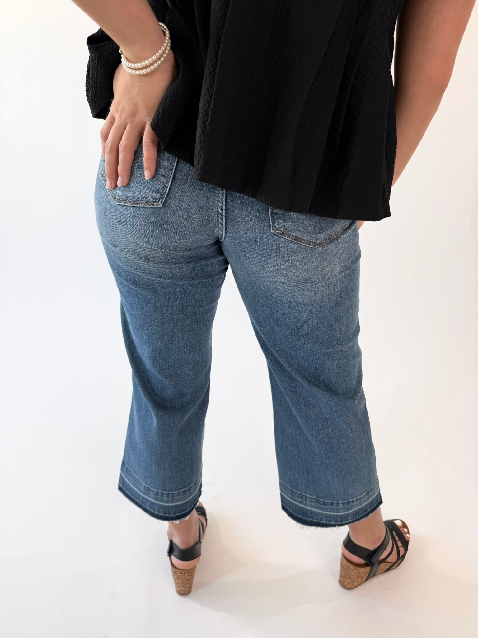 JUDY BLUE Tummy Control Release Hem Crop Wide Jeans | Final Sale