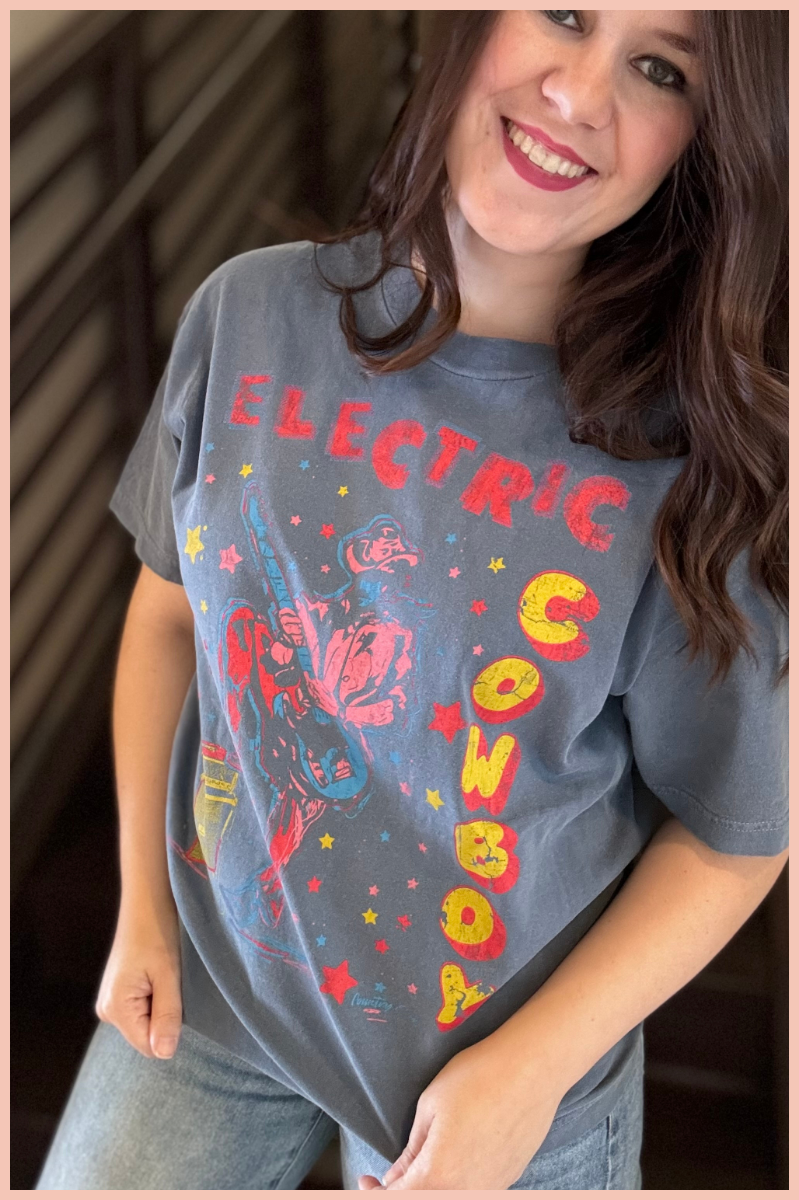Electric Cowboy Acid Wash Relaxed Tee | Final Sale