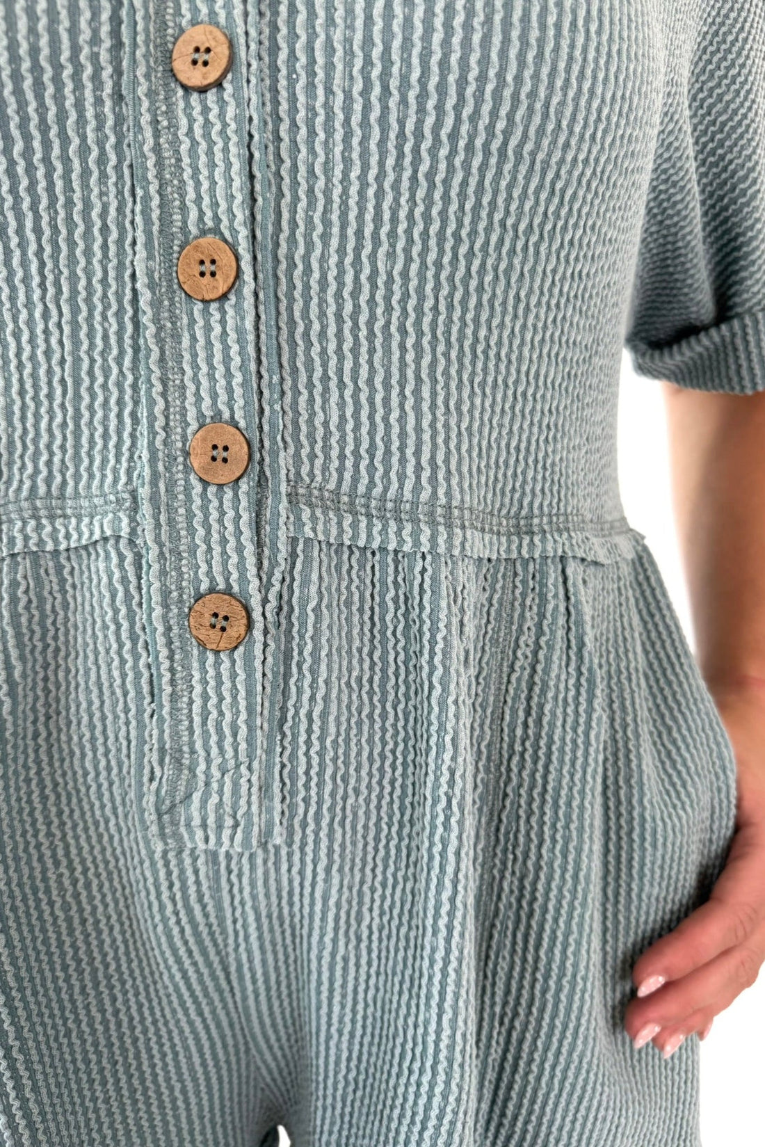 Two Tone Ribbed Knit Comfy Casual Romper | Final Sale