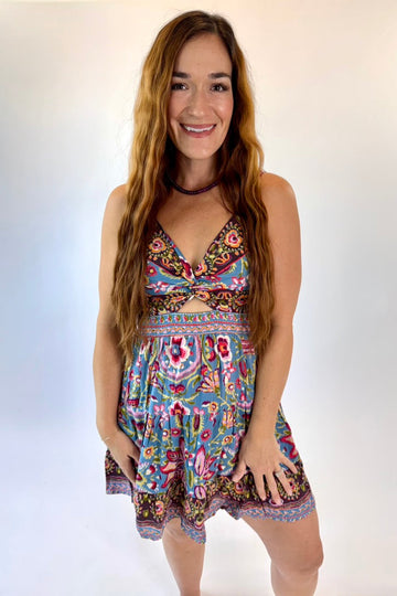 Vintage Floral Tiered Mini Sundress