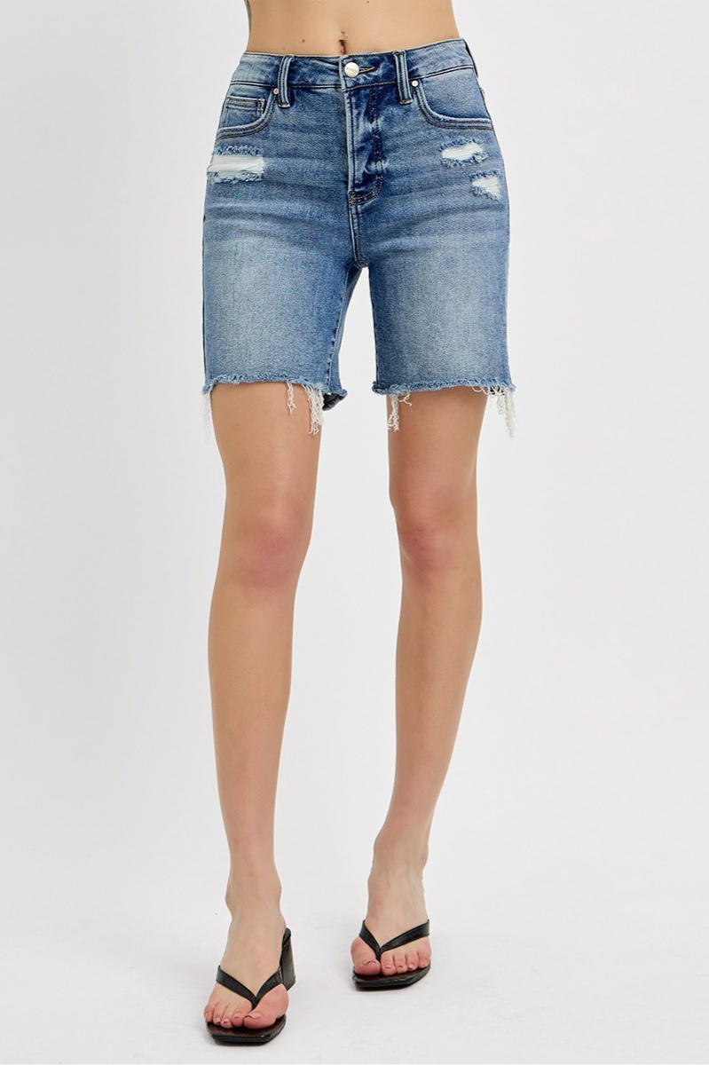 RISEN Tummy Control High Rise Loose Fit Mid Length Shorts