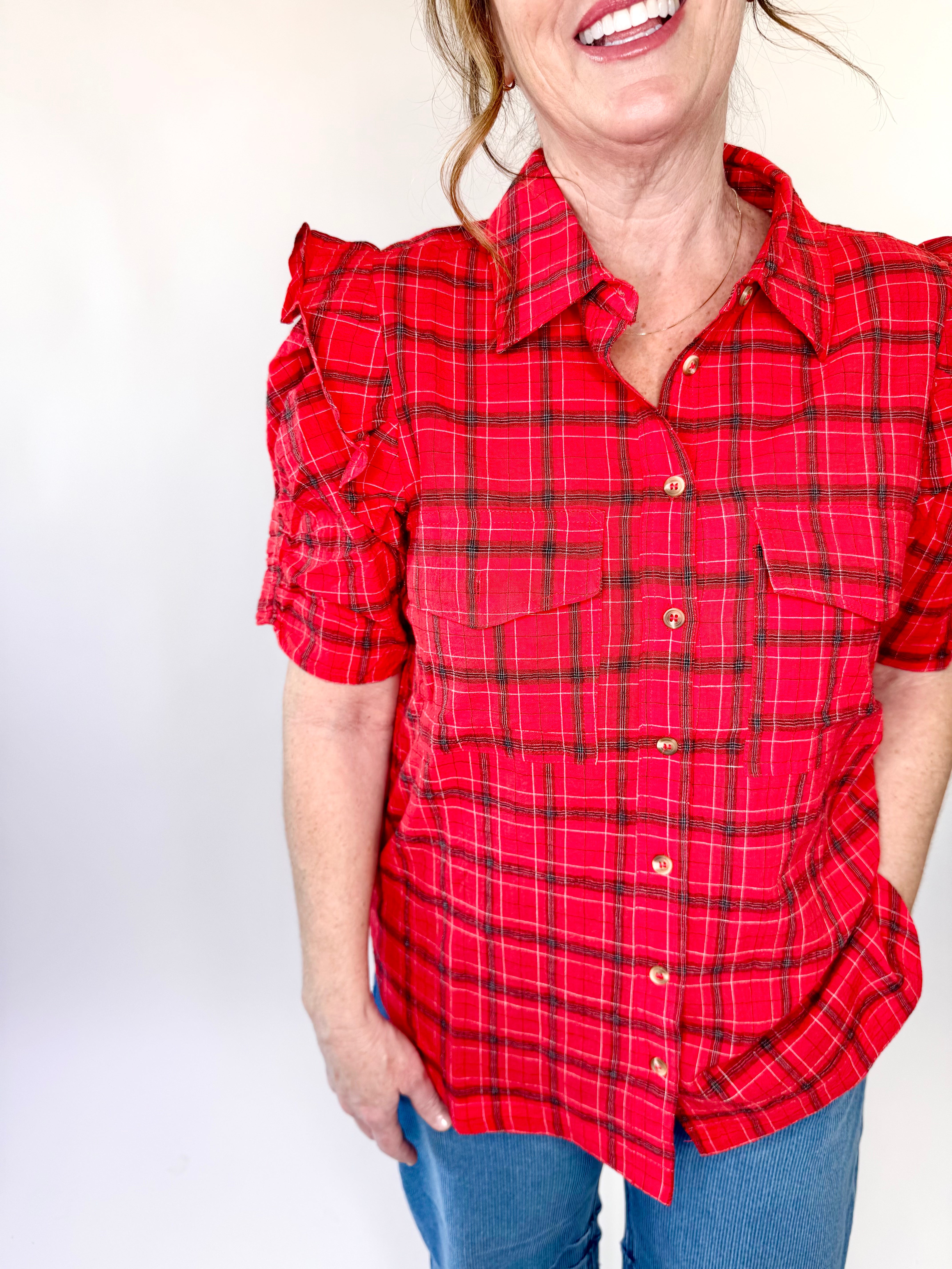 Plaid Button Down Washed Shirt