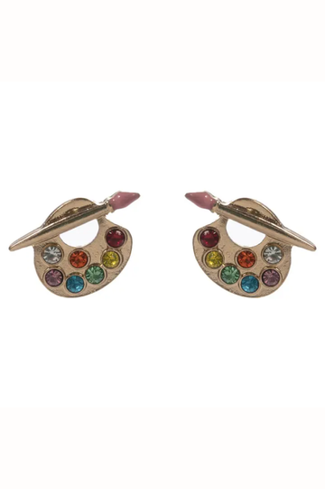 Paint Brush & Palette Teacher Earrings