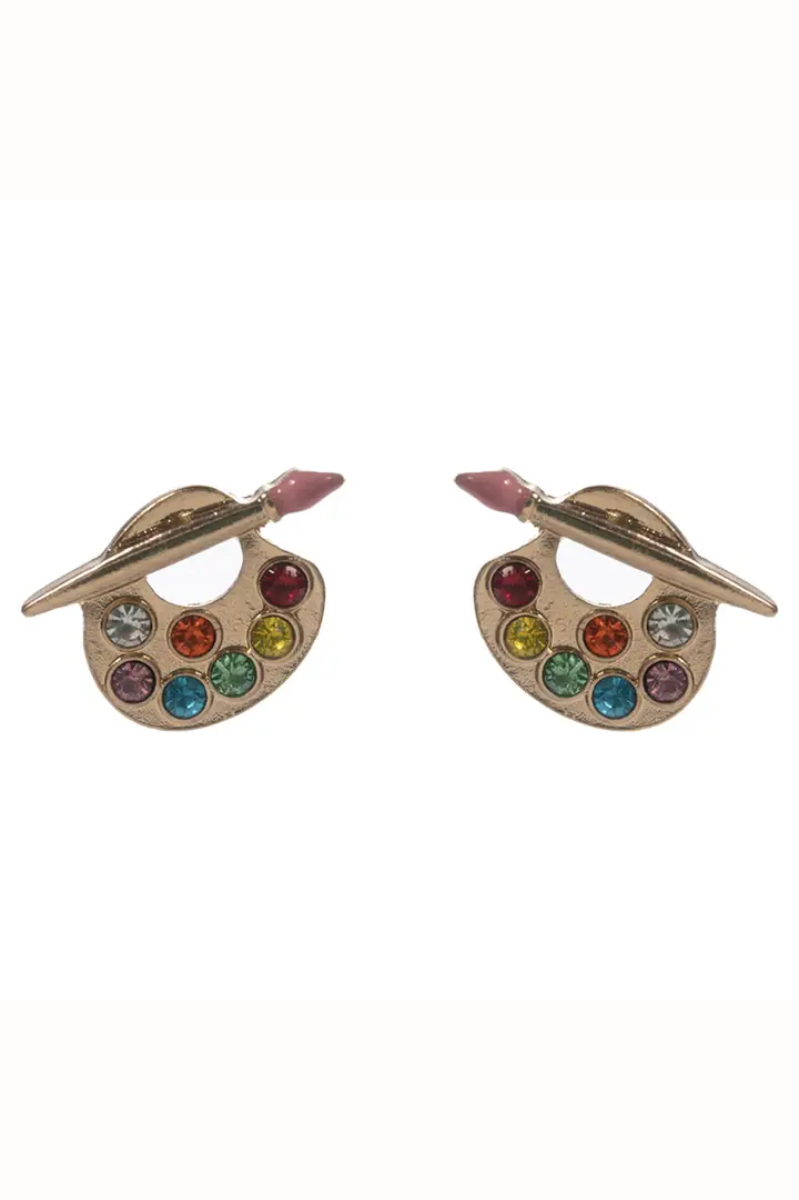 Paint Brush & Palette Teacher Earrings