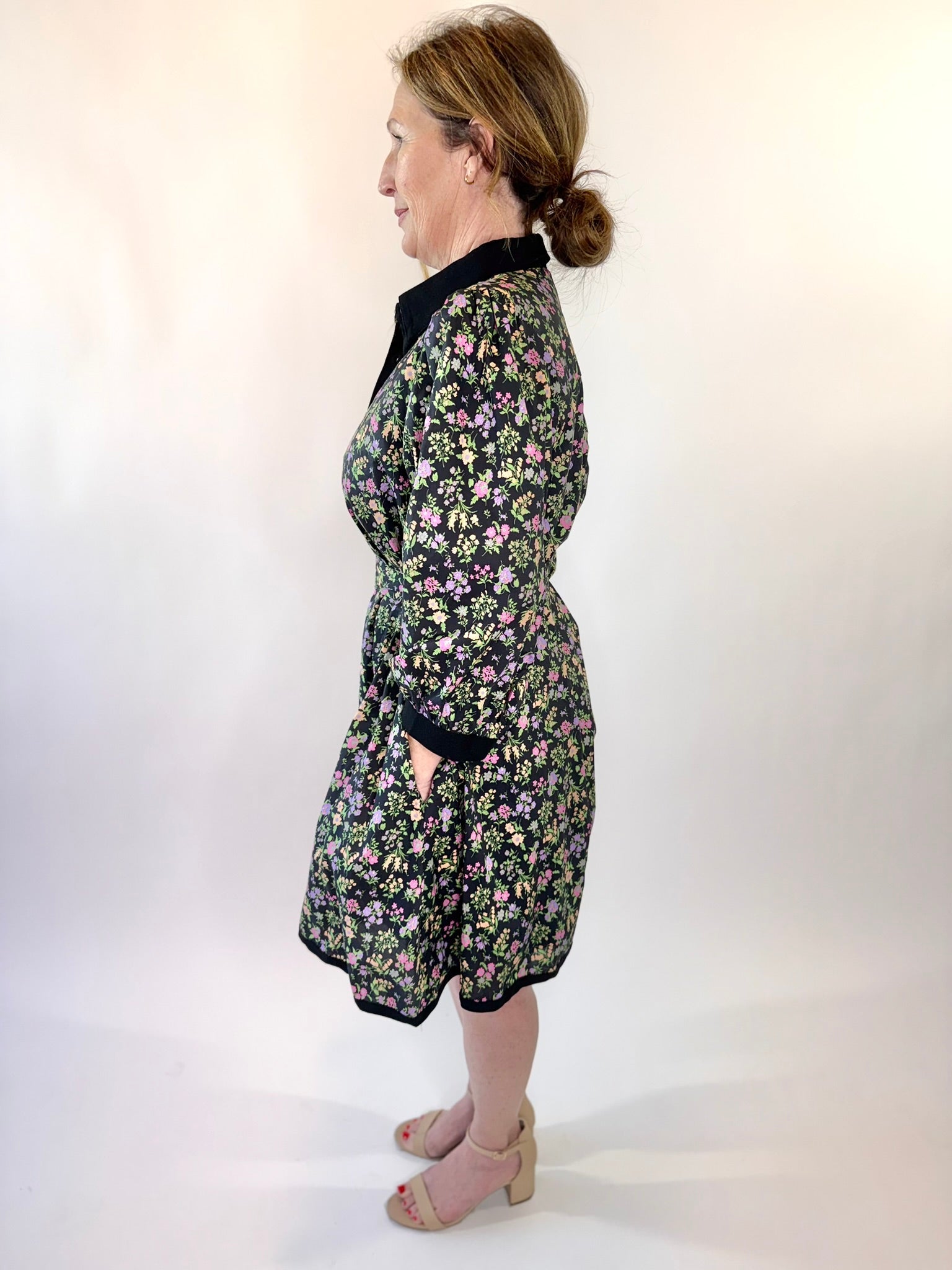 Floral Belted Button Front Mini Dress