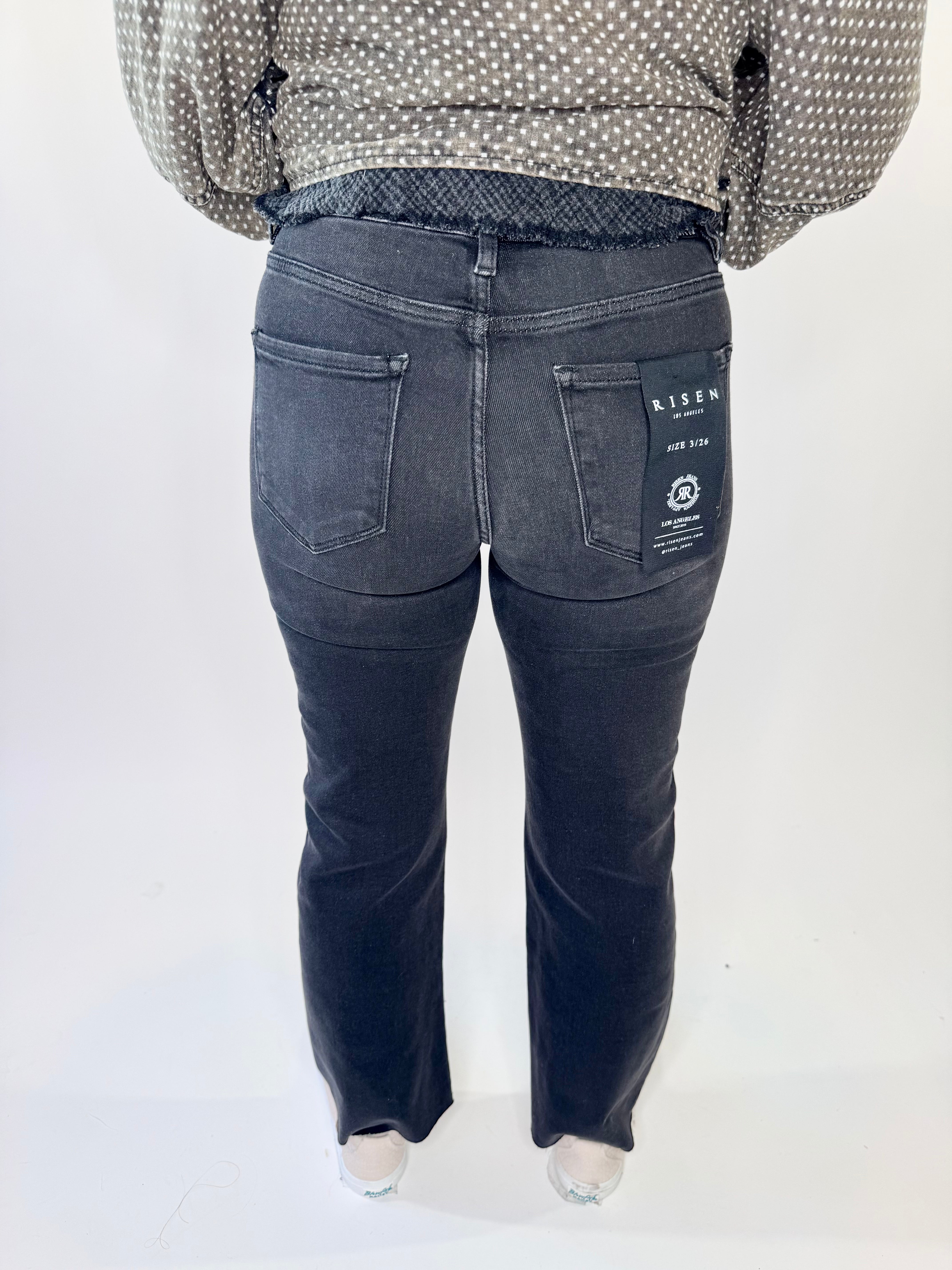 RISEN Tummy Control Mid Rise Crop Straight Jeans