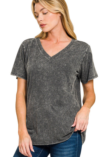 Mineral Washed Cotton V-Neck Tee