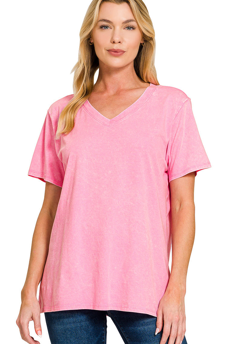 Mineral Washed Cotton V-Neck Tee