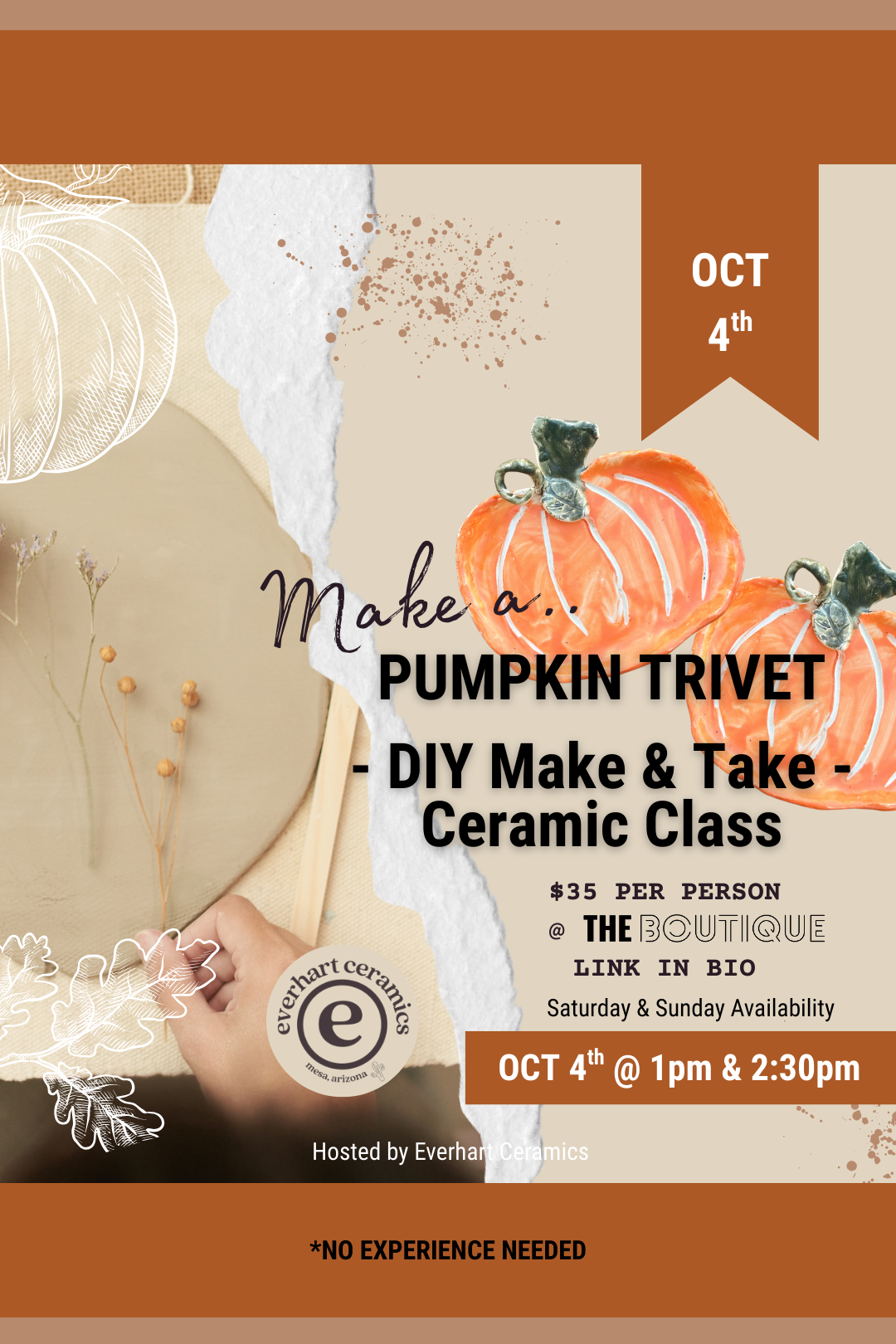 DIY Pumpkin Trivet Class by Everhart Ceramics