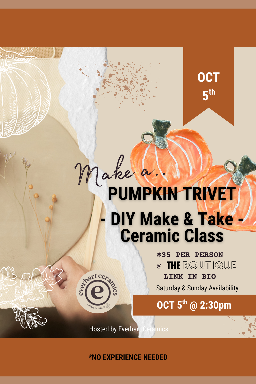 DIY Pumpkin Trivet Class by Everhart Ceramics