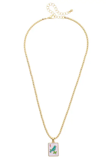 Sparrow Mahj Ball Chain Necklace in Shiny Gold