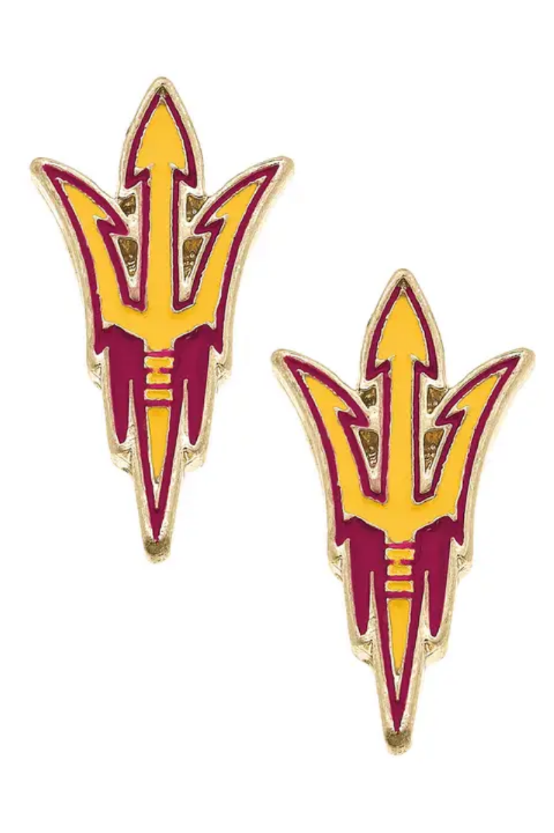Arizona State Sundevils Enamel Logo Stud Earrings Gold