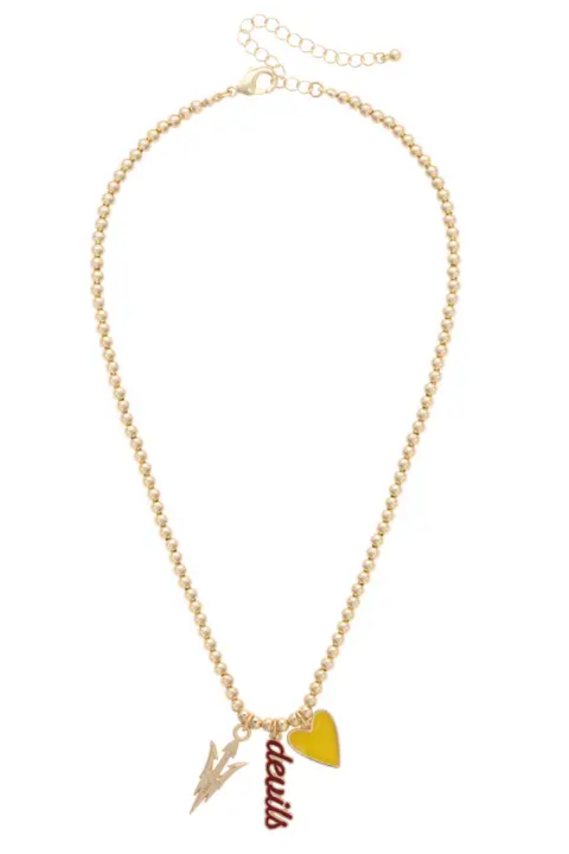 Arizona State Sun Devils Ball Bead Charm Necklace