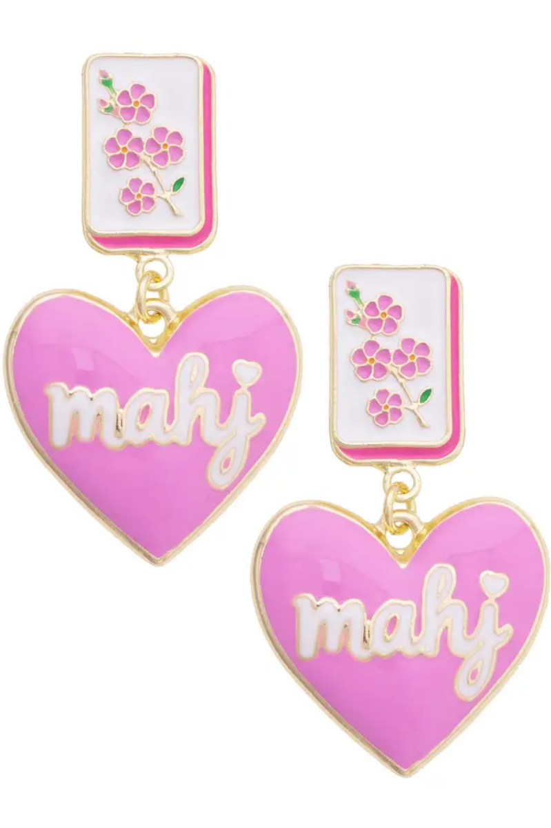 Mahj Cherry Blossom Tile Earrings in Lilac