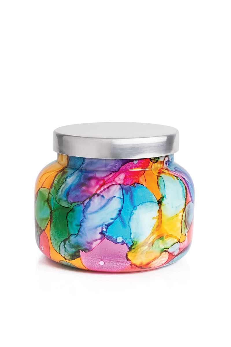 Volcano Rainbow Watercolor Candle | Capri Blue