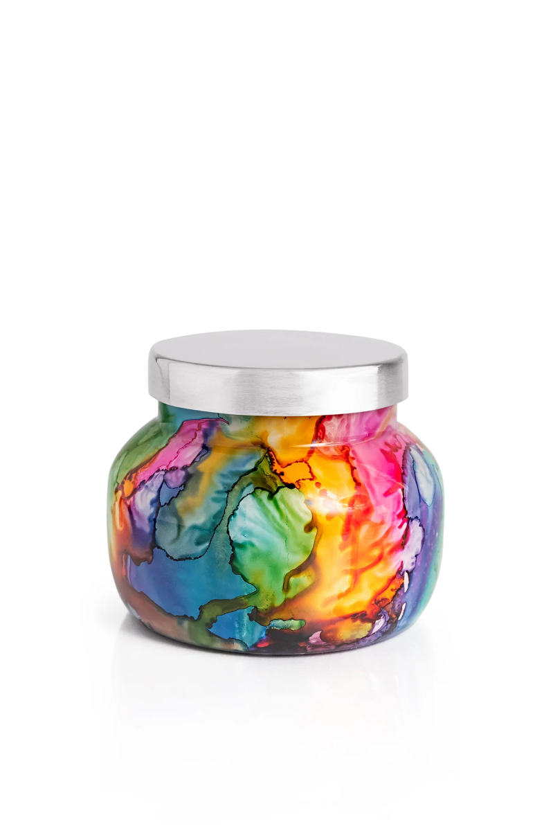 Volcano Rainbow Watercolor Candle | Capri Blue