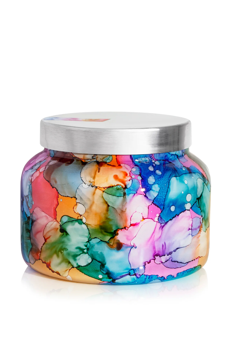 Volcano Rainbow Watercolor Candle | Capri Blue