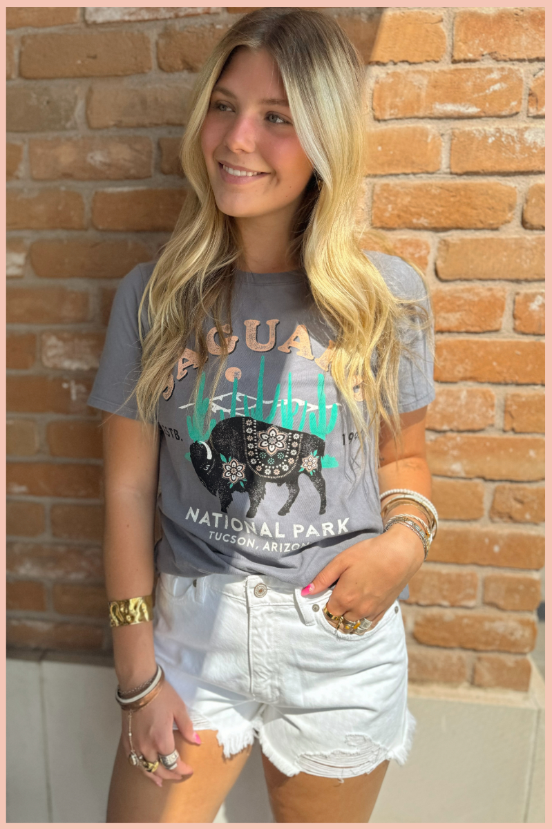 Arizona Saguaros + Buffalo Mineral Wash Graphic Tee | Final Sale