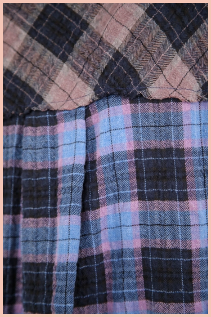 Contrast Plaid Casual Shirt Dress | Final Sale