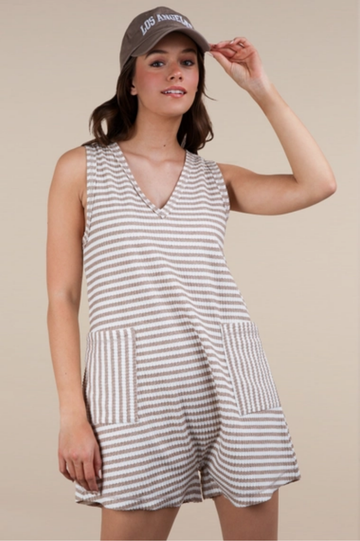 Striped Knit Casual Comfy Romper | Final Sale
