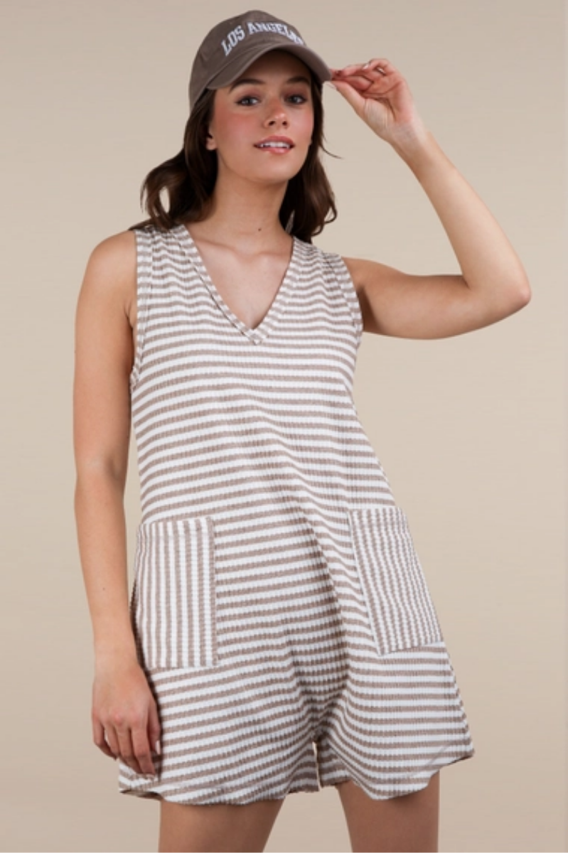 Striped Knit Casual Comfy Romper | Final Sale