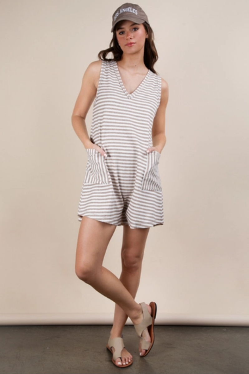 Striped Knit Casual Comfy Romper | Final Sale