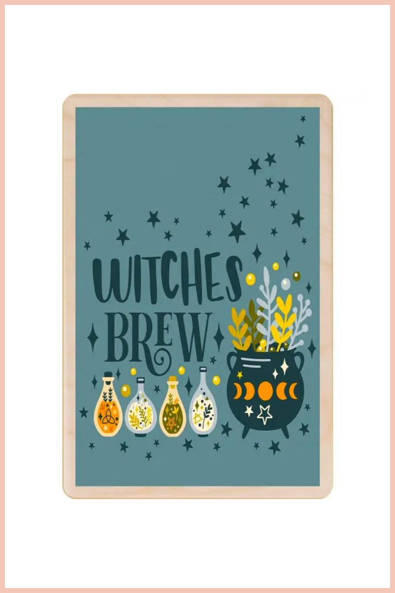 Witches Brew Wood Magnet
