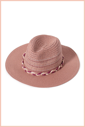 Straw Tricolor Braided Band Hat