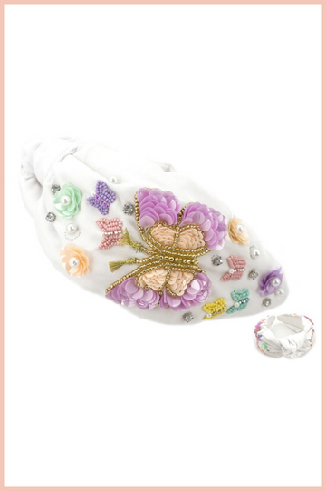 Seed Bead Sequin Butterfly Headband