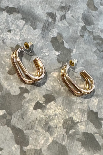 Double Hoop Gold Earring