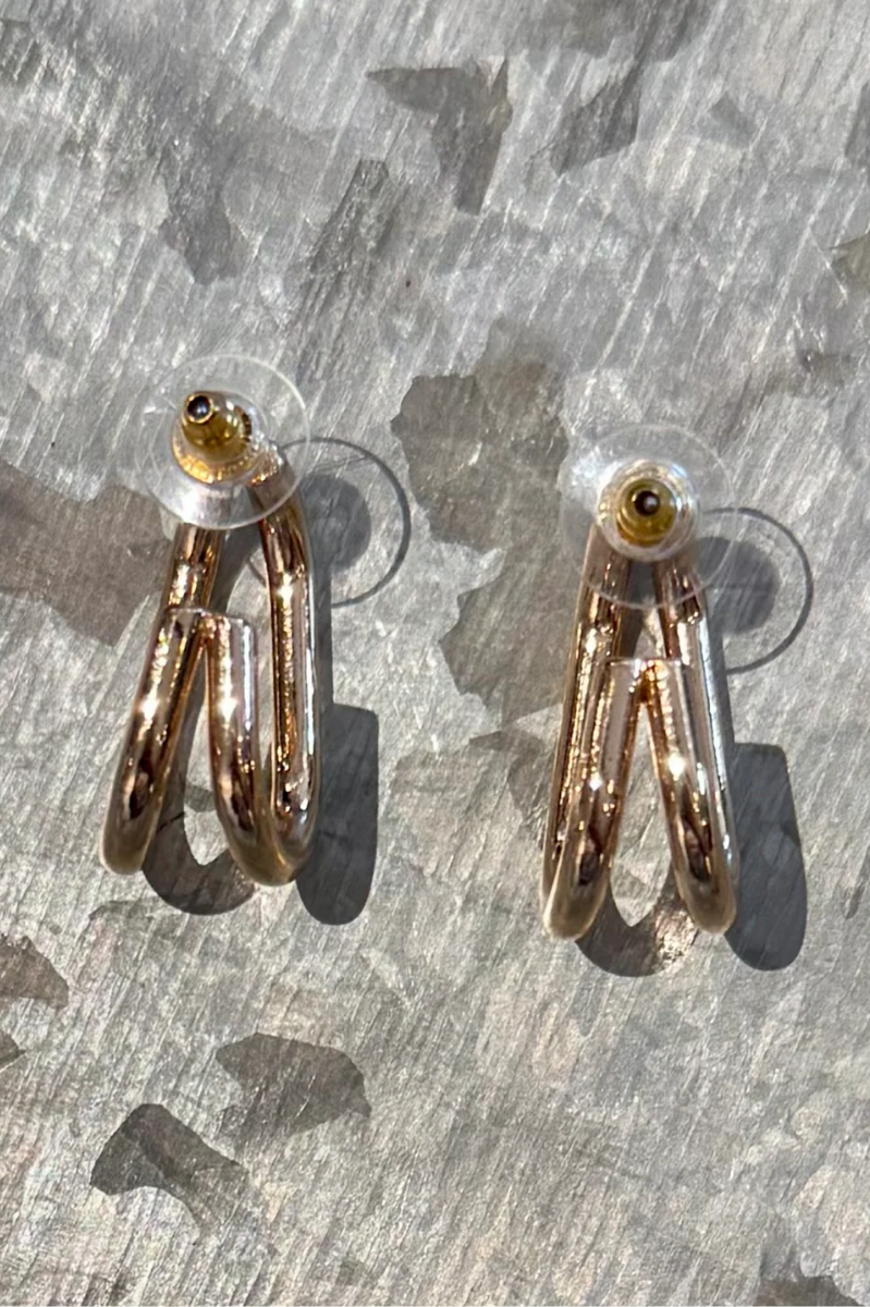 Double Hoop Gold Earring