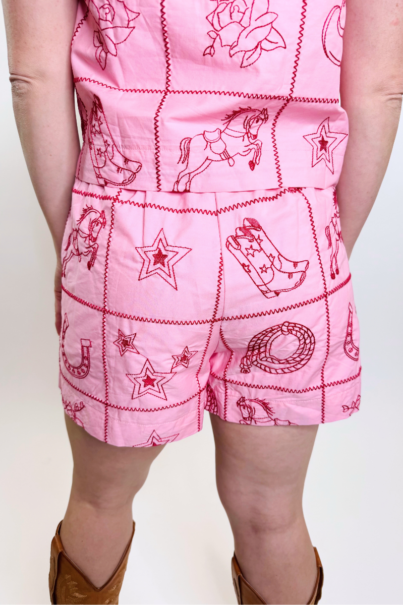 Cotton Candy Cowgirl Motif Shorts