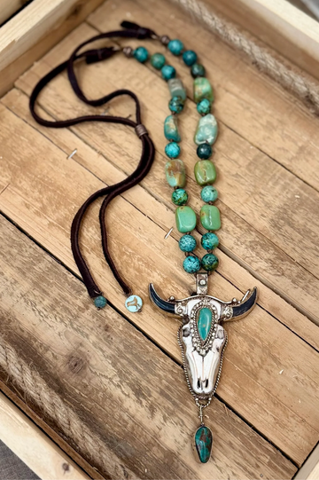 Turquoise Longhorn Heirloom Pendant Necklace