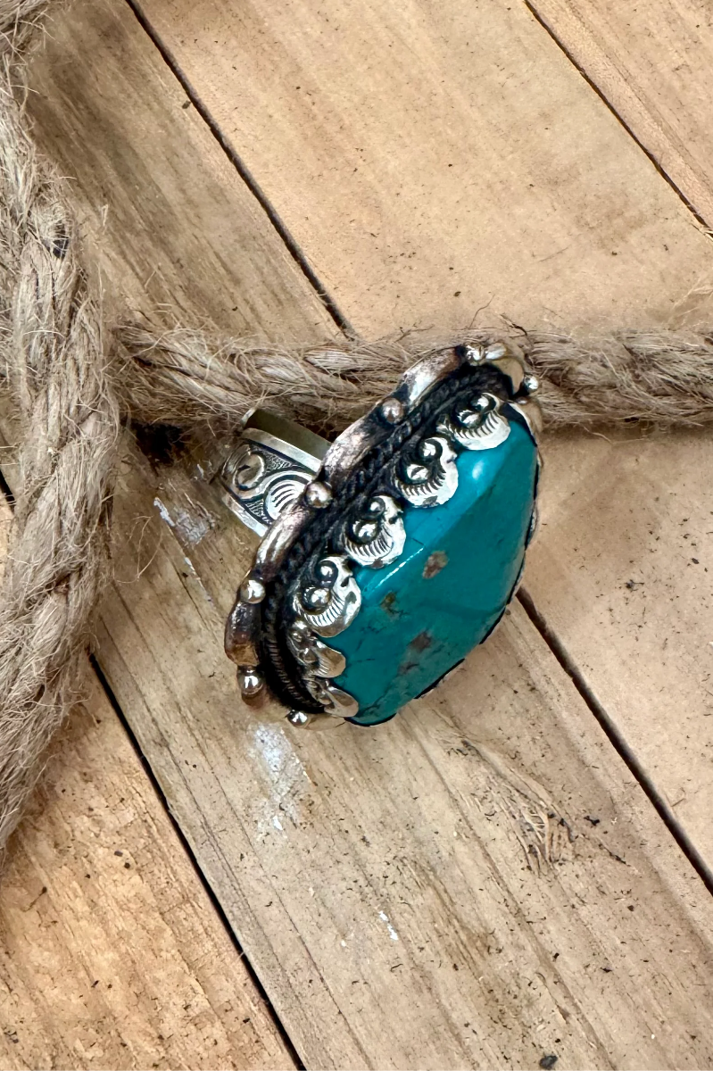 Vintage Heirloom Turquoise Adjustable Ring