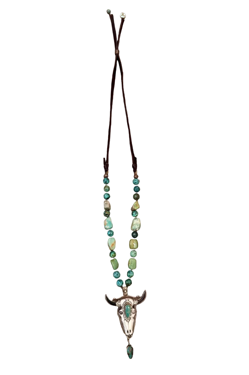 Turquoise Longhorn Heirloom Pendant Necklace