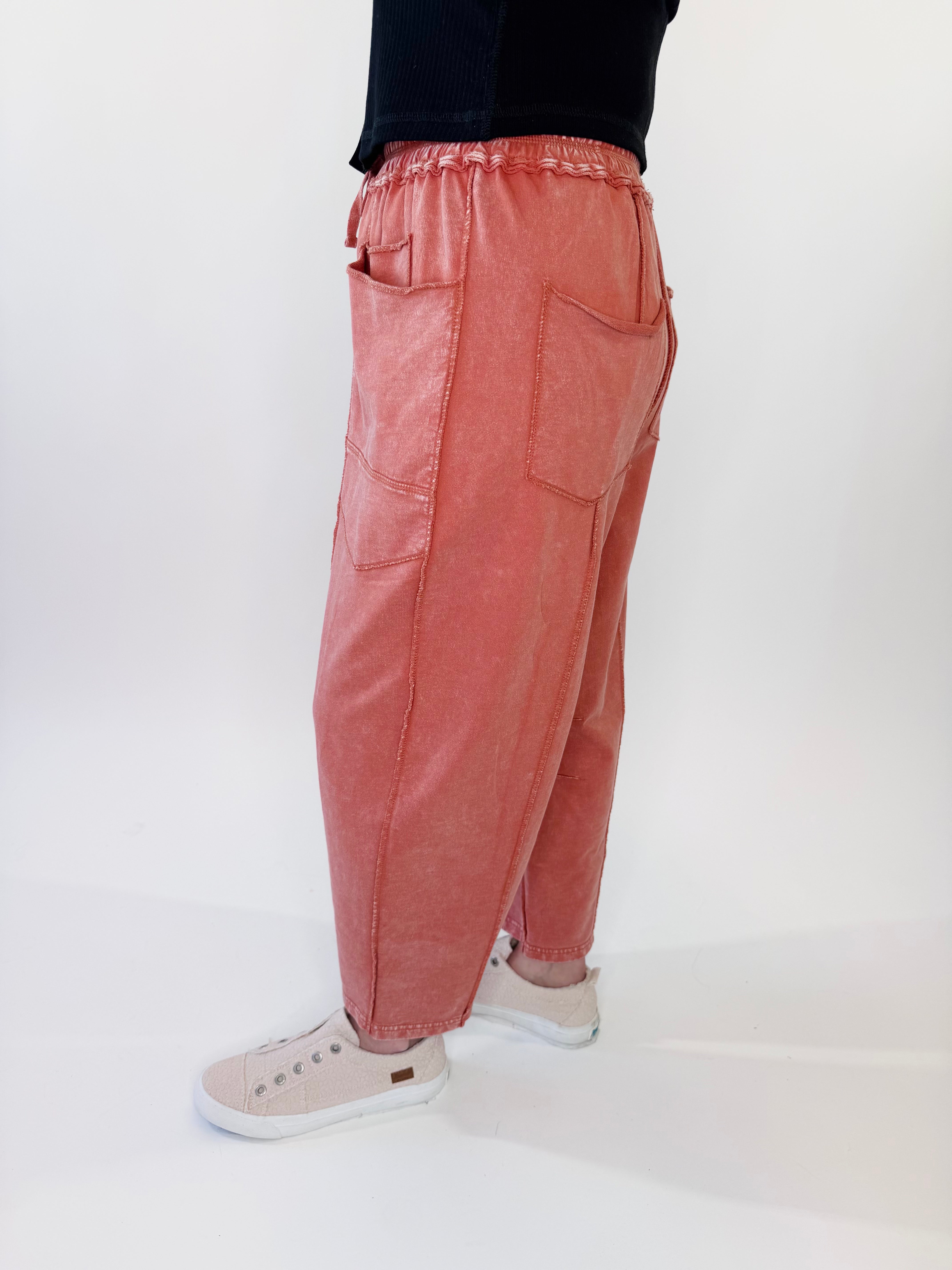 Mineral Washed Style Terry Knit Pants