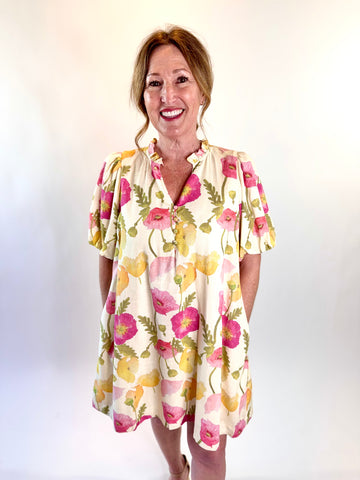 Floral Puff Sleeve Mini Dress