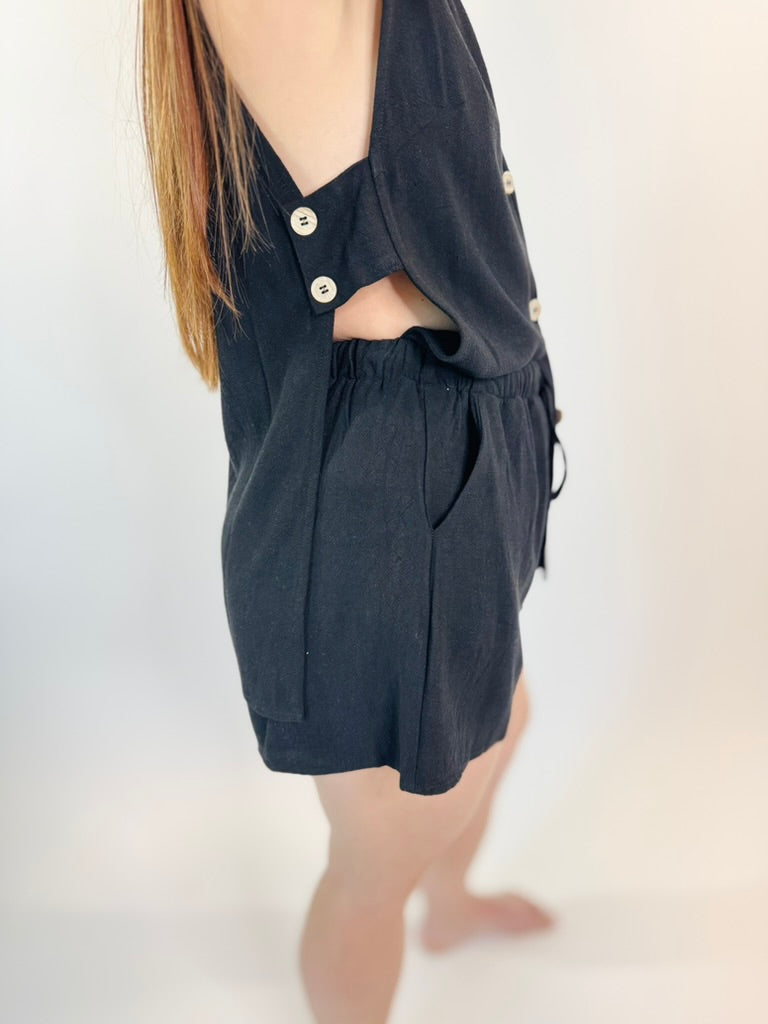 Sunlit Stroll Linen Button Vest Top