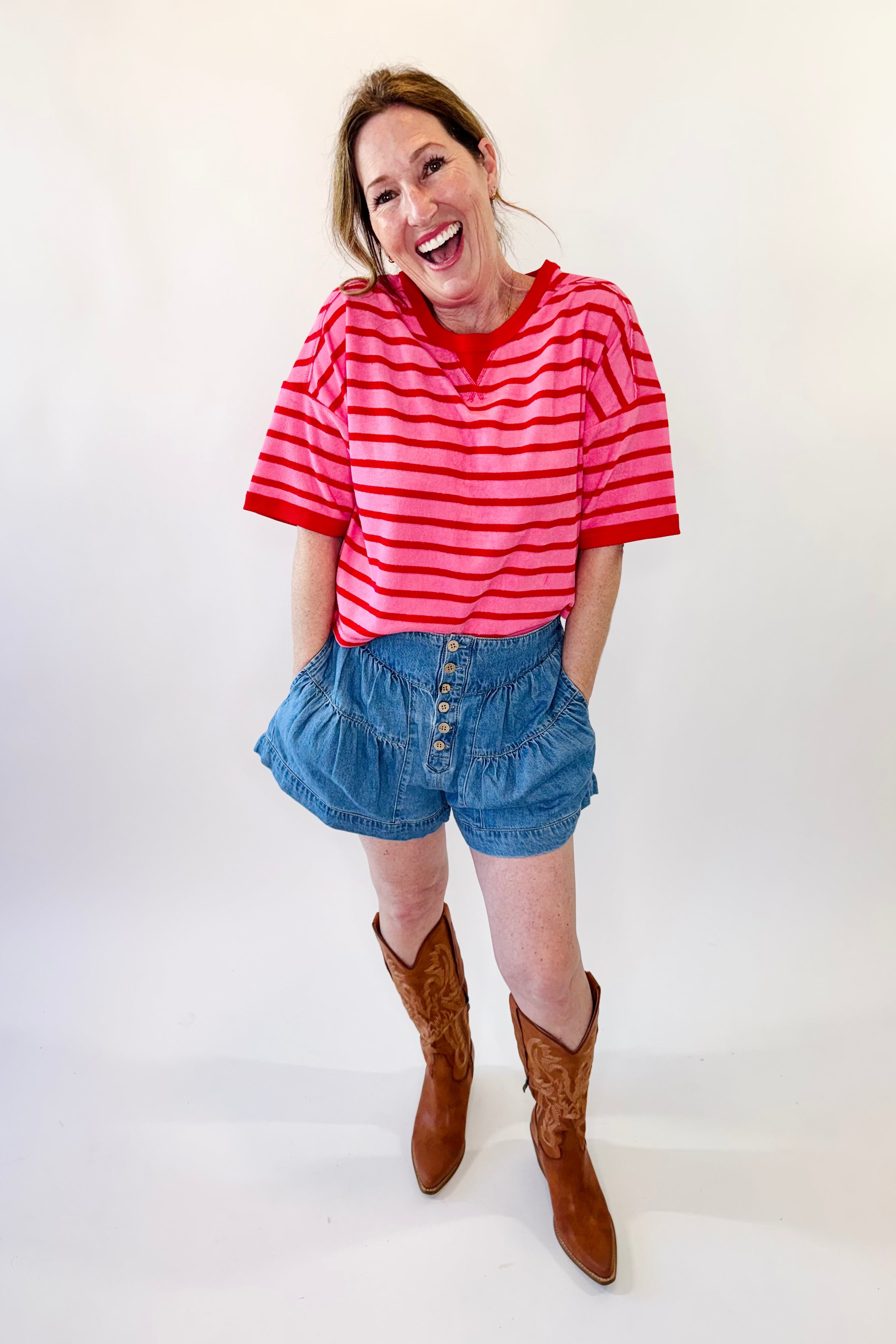 Cropped Stripe Casual Comfy Knit Top | Final Sale