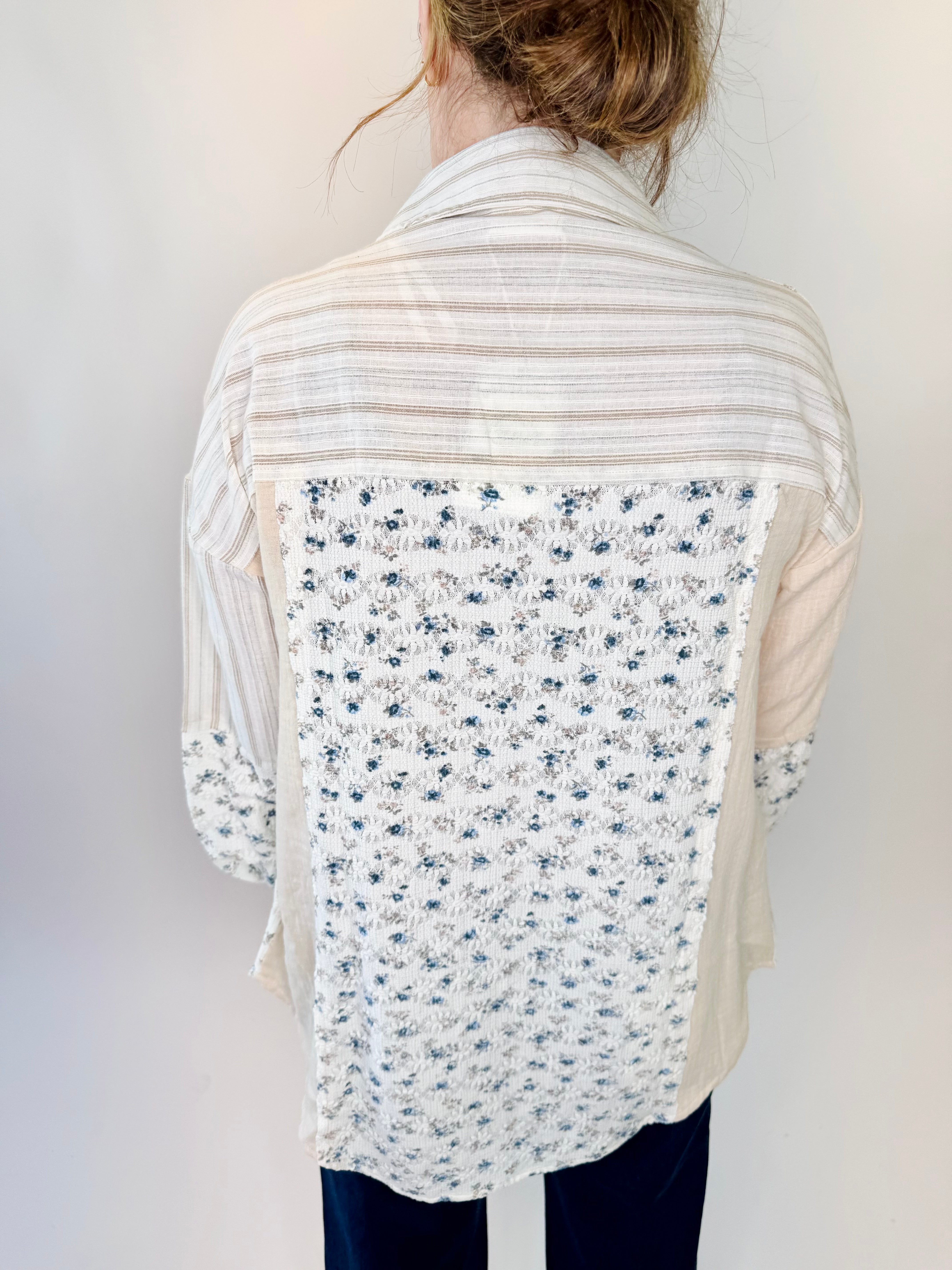 Floral + Stripe Oversized Shacket Jacket