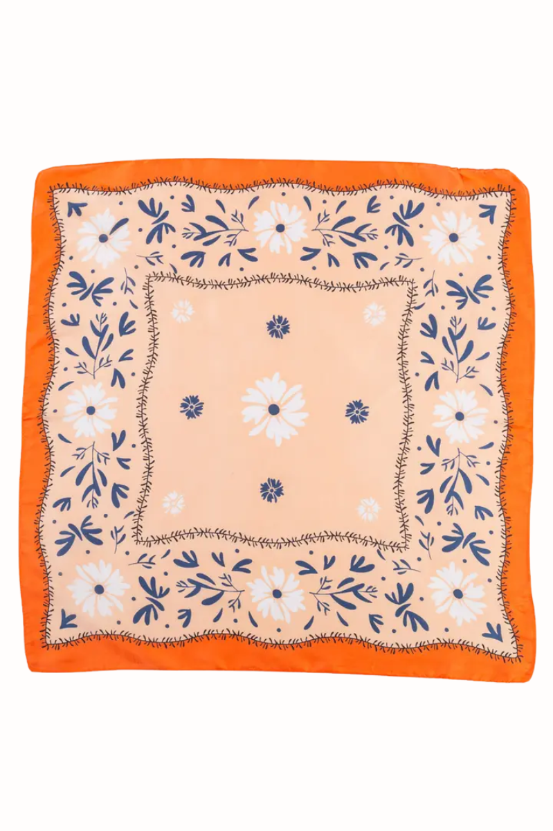 Boho Daisy Silky Bandana Square Scarf