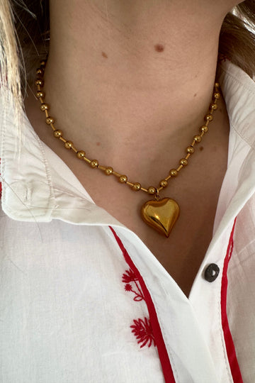 18K Gold Plated Heart Beaded Necklace